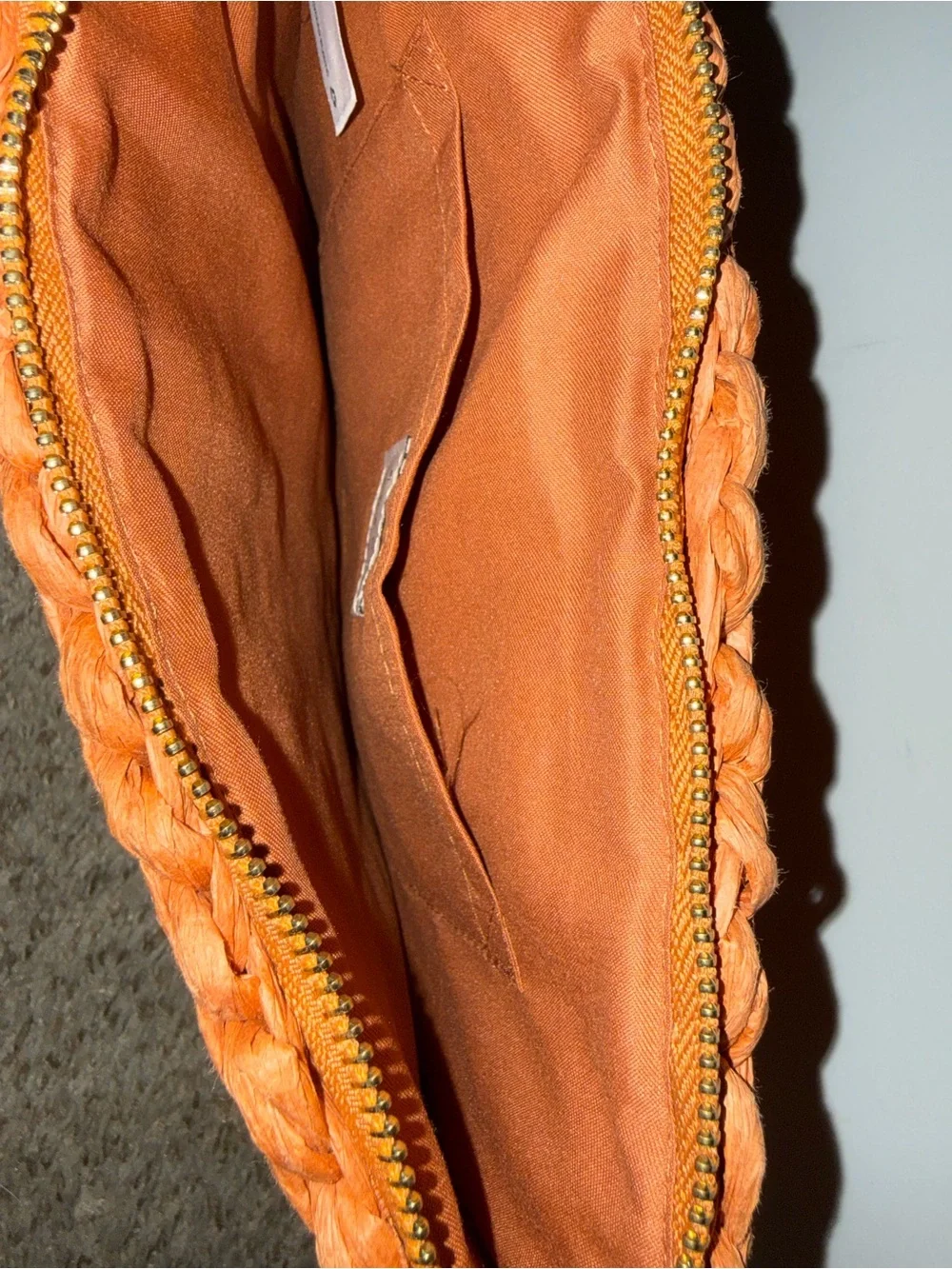 a new day Rust Orange Woven Wristlet with Beaded Handle
